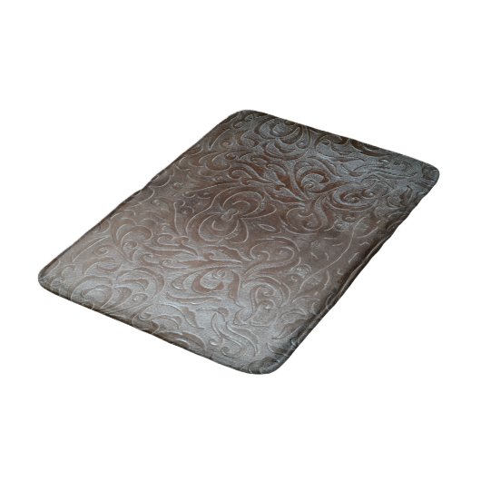 Rustiek bruin western landleer patroon badmat (Gekanteld)