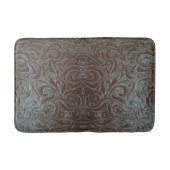 Rustiek bruin western landleer patroon badmat (Voorkant)