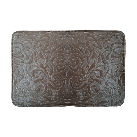 Rustiek bruin western landleer patroon badmat (Voorkant)