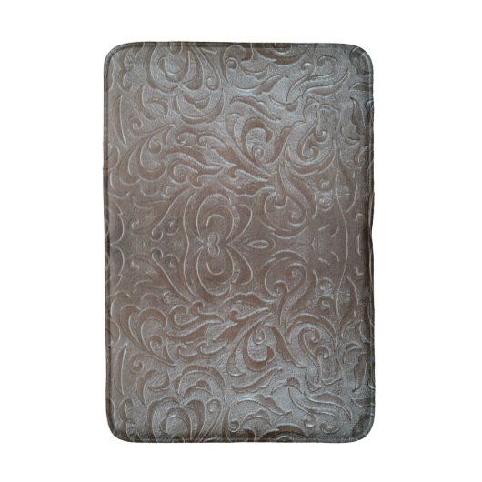 Rustiek bruin western landleer patroon badmat (Voorkant Verticaal)