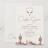 Rustiek Bruin Western Paar Douche Bruid Kaart (Voorkant / Achterkant)