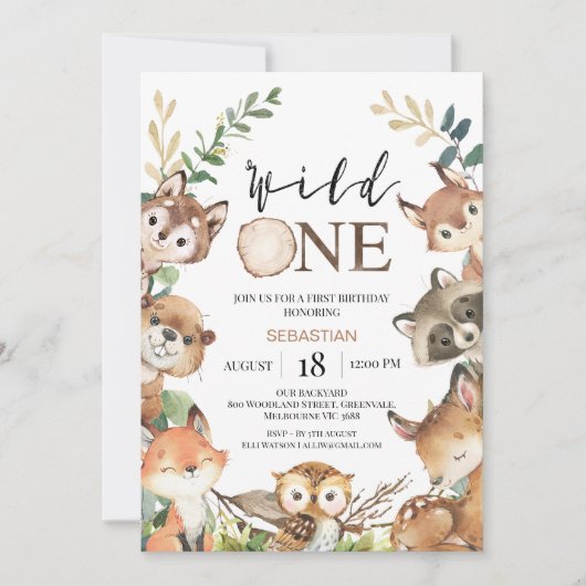 Rustiek Bruin wild One Boys Woodland 1e Verjaardag Kaart (Voorkant)