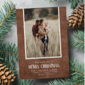 Rustiek Bruin Winter Kerst Single Foto Feestdagenkaart