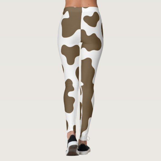 Rustiek Bruin & Wit Koe Print Land Western Leggings (Achterkant)