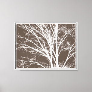 Rustiek Bruin Witte Boom Branches Canvas Afdruk