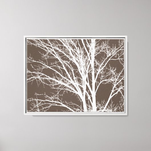 Rustiek Bruin Witte Boom Branches Canvas Afdruk (Voorkant)