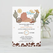 Rustiek Bruin Yea Haw Kleine Cowboy Baby shower Kaart (Staand voorkant)