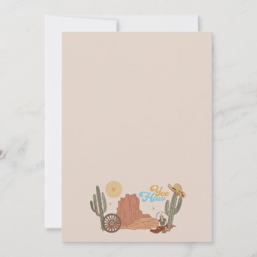 Rustiek Bruin Yea Haw Kleine Cowboy Baby shower Kaart (Achterkant)