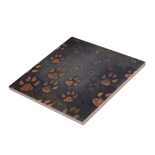 Rustiek Bruin Zwart Paw Patroon Tegeltje (Zijkant)