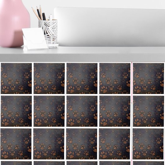 Rustiek Bruin Zwart Paw Patroon Tegeltje