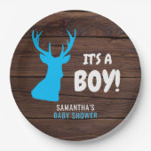 Rustiek Buck Hertenhout Het is een Baby shower pap Papieren Bordje (Voorkant)