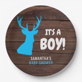 Rustiek Buck Hertenhout Het is een Baby shower pap Papieren Bordje