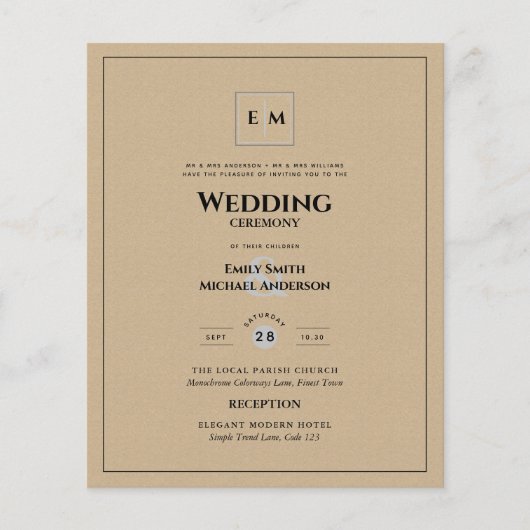 Rustiek budget Vintage bruiloft Flyer (Voorkant)