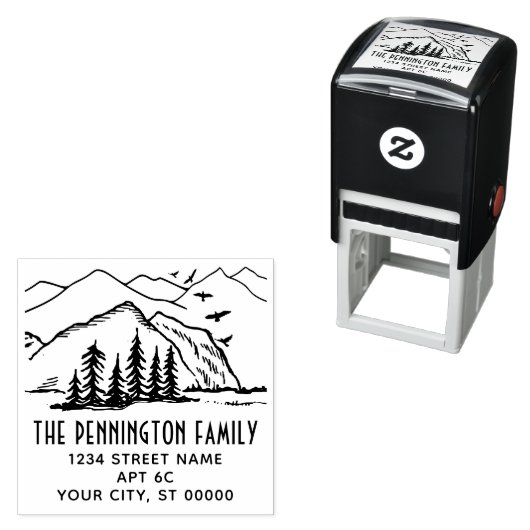 Rustiek Buiten: Bergen Bomen Naam Adres #2 Zelfinktende Stempel (In situ)