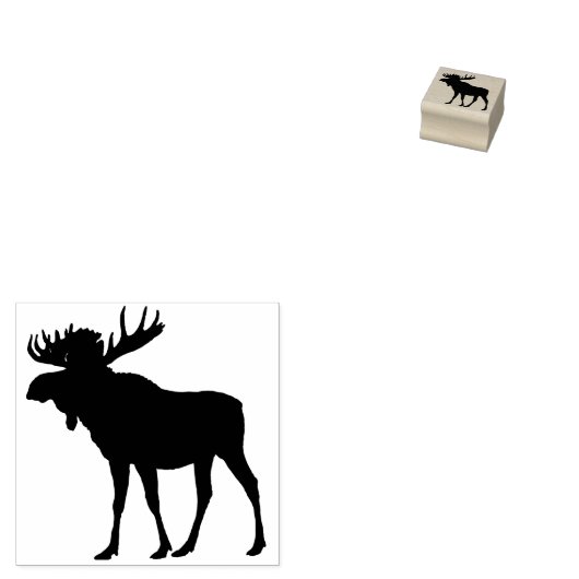 Rustiek Bull Moose Silhouet Rubberstempel (Gestempeld)