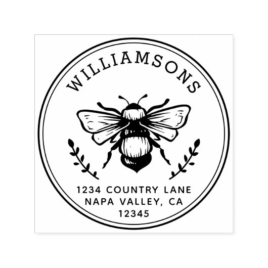 Rustiek Bumblebee retouradres Zelfinktende Stempel (Design)