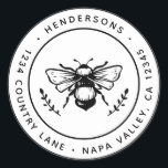 Rustiek Bumblebee Rond retouradres Ronde Sticker<br><div class="desc">Creëer Uw eigen Classic Round Return Address Sticker. Voor meer geavanceerde aanpassing van dit ontwerp,  klikt u op de knop "Aanpassen" hierboven!</div>