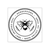Rustiek Bumblebee Rond retouradres Rubberstempel (Afrduk)