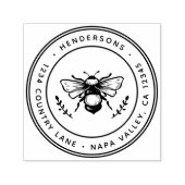 Rustiek Bumblebee Rond retouradres Zelfinktende Stempel (Design)