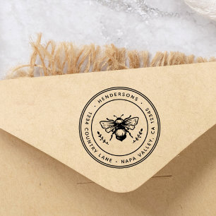 Rustiek Bumblebee Rond retouradres Zelfinktende Stempel