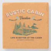 Rustiek Cabin Life is beter in de cabine Stenen Onderzetter (Voorkant)