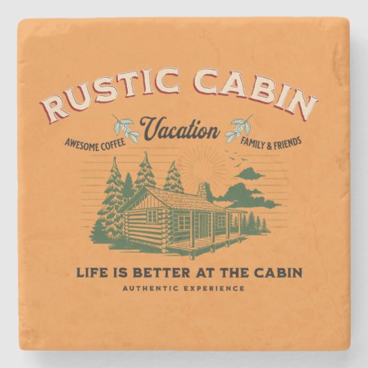 Rustiek Cabin Life is beter in de cabine Stenen Onderzetter (Voorkant)