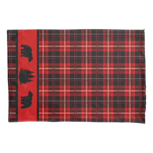 Rustiek Cabin Rood Plaid Zwart Beer Kussensloop (Voorkant)