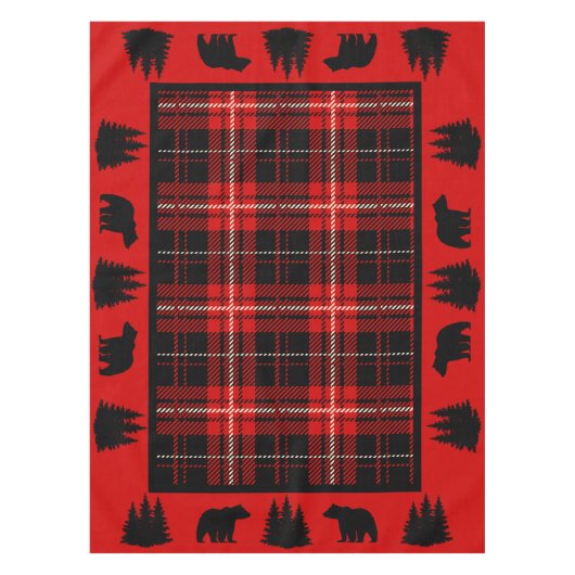 Rustiek Cabin Rood Plaid Zwart Beer Tafelkleed (Voorkant)