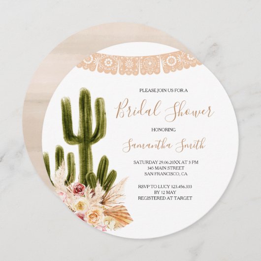 Rustiek Cactus Floral Vrijgezellenfeest Kaart (Voorkant / Achterkant)