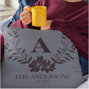 Rustiek Cadet Blauw Gepersonaliseerd Initiaal Mono Kussen