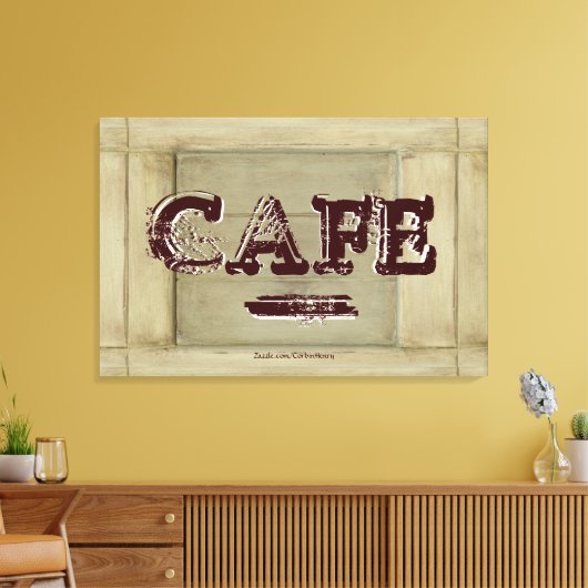 Rustiek Cafe Keuken Canvas Print - Verouderde verf (Insitu (Woonkamer))