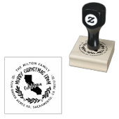Rustiek Californië Vrolijk Kerstmis retour adres Rubberstempel (Gestempeld)