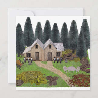 Rustiek chalet voor zomerkamperen in het bos kaart