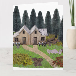 Rustiek chalet voor zomerkamperen in het bos kaart