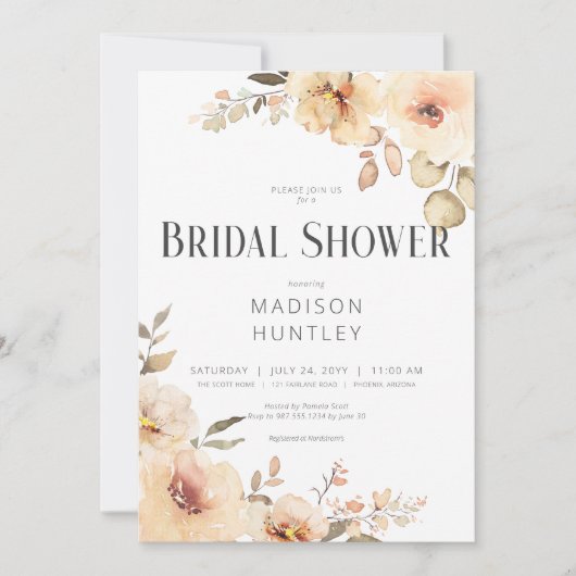 Rustiek Champagne Crème Bloemen Vrijgezellenfeest Kaart (Voorkant)