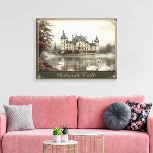 Rustiek Château de Vizille  Frans Kasteel Canvas Afdruk (Insitu (Woonkamer))