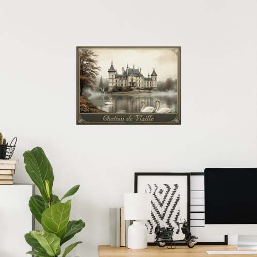 Rustiek Château de Vizille Frans Kasteel Poster (Thuiskantoor)