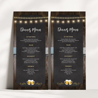 Rustiek Cheers en Beers 4x9 Diner Menu