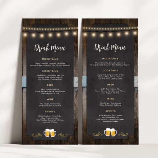 Rustiek Cheers en Beers 4x9 Drink Menu