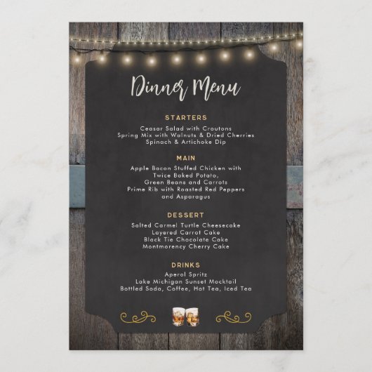 Rustiek Cheers Whiskey Shot Thema 5x7 Diner Menu (Voorkant)