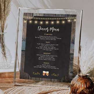 Rustiek Cheers Whiskey Thema 8x10 Diner Menu Poster