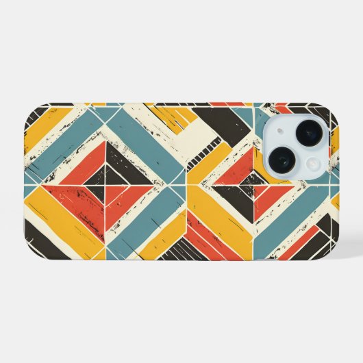 rustiek chevron mozaïek iPhone 15 case (Achterkant horizontaal)
