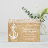 Rustiek chic, anker, BRUILOFT uitnodiging (Staand voorkant)