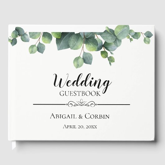 Rustiek Chic Eucalyptus Boeket Huwelijk Gastenboek (Voorkant)