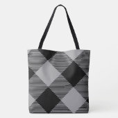 Rustiek Chic Grijs & Wit Plaid Tote Bag (Achterkant)