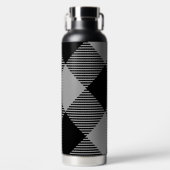 Rustiek Chic Grijs & Wit Plaid Waterfles (Voorkant)