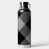 Rustiek Chic Grijs & Wit Plaid Waterfles (Achterkant)