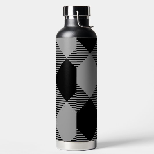 Rustiek Chic Grijs & Wit Plaid Waterfles (Links)