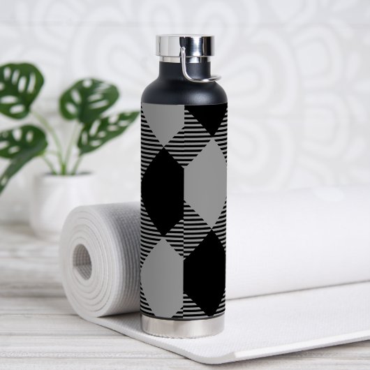 Rustiek Chic Grijs & Wit Plaid Waterfles (Yoga)