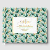 Rustiek Chic Hunter Green en Goud gastenboek (Voorkant)